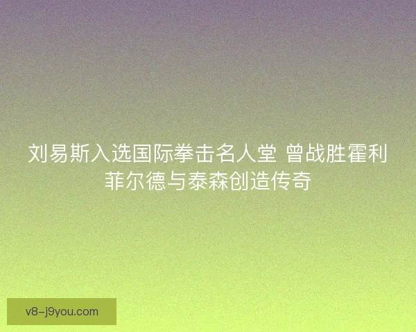 刘易斯入选国际拳击名人堂 曾战胜霍利菲尔德与泰森创造传奇